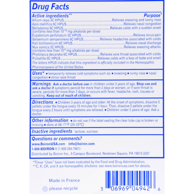 Boiron - Children's Cold Calm Pellets - 2 Doses