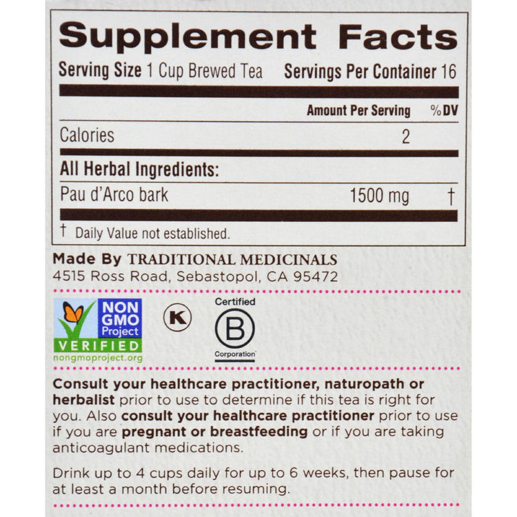 Traditional Medicinals Pau d'Arco Caffeine Free Herbal Tea - 16 Bags