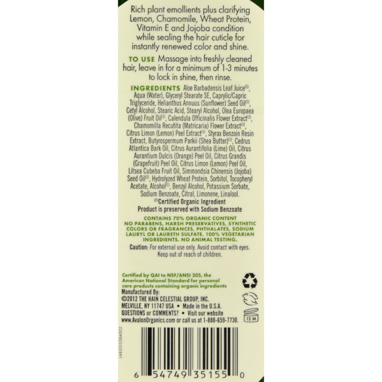 Avalon Organics Clarifying Conditioner Lemon - 11 fl oz