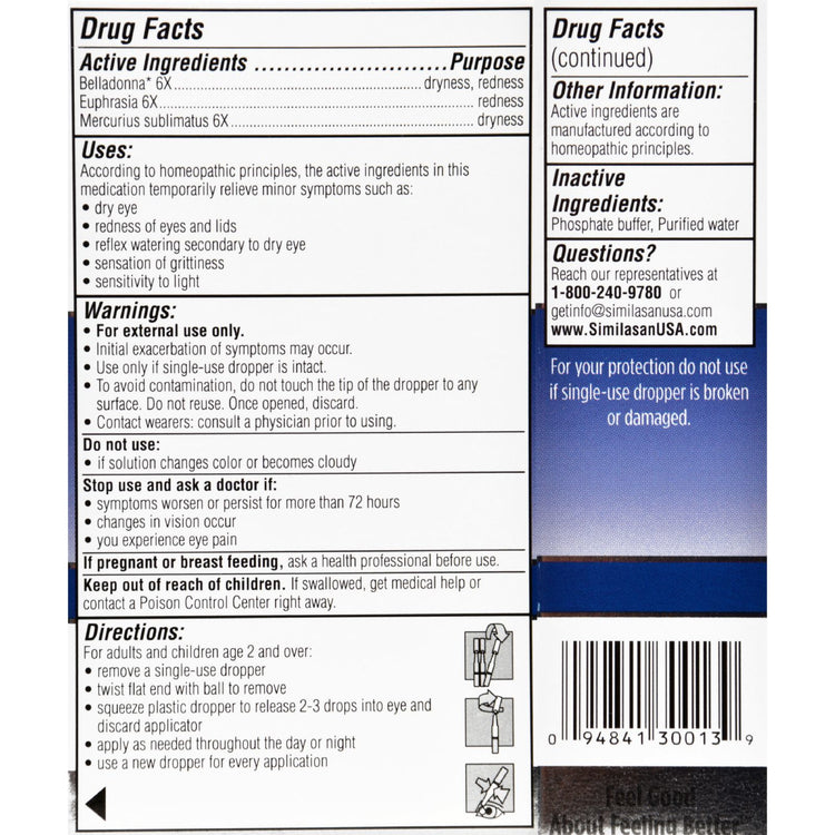 Similasan Dry Eye Relief - 20 Sterile Single-Use Droppers