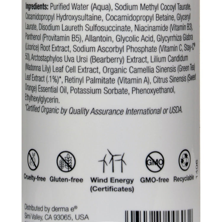 Derma E - Evenly Radiant Cleanser - 6 fl oz.