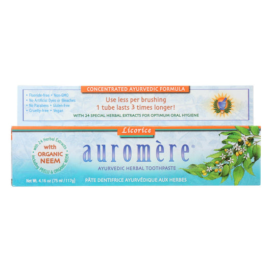 Auromere Toothpaste - Licorice - Case of 1 - 4.16 oz.