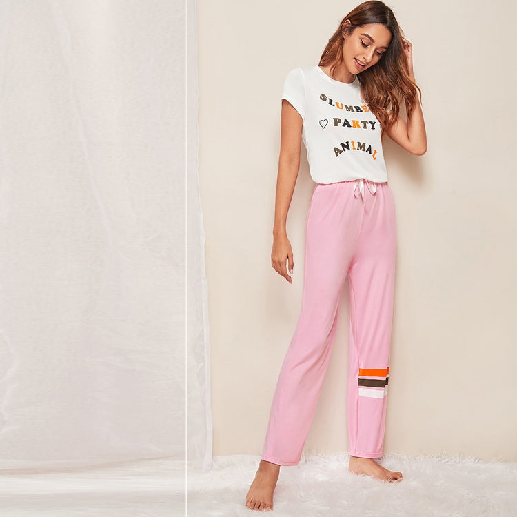 Heart & Letter Print Pajama Set