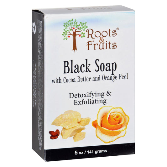 Roots and Fruits Bar Soap - Black Soap - Cocoa Butter and Orange Peel - 5 oz