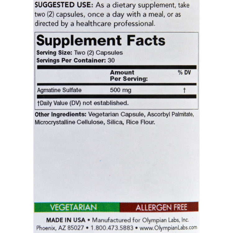 Olympian Labs Agmatine - 500 mg - 60 Capsules