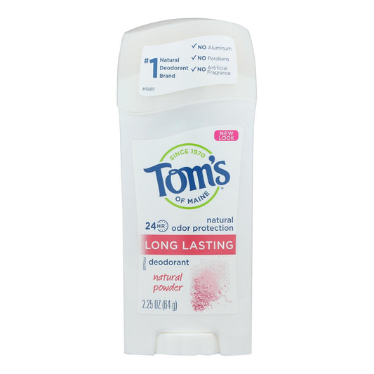 Tom's of Maine Deodorant - Long Lasting - Stick - Natural Powder - 2.25 oz - Case of 6