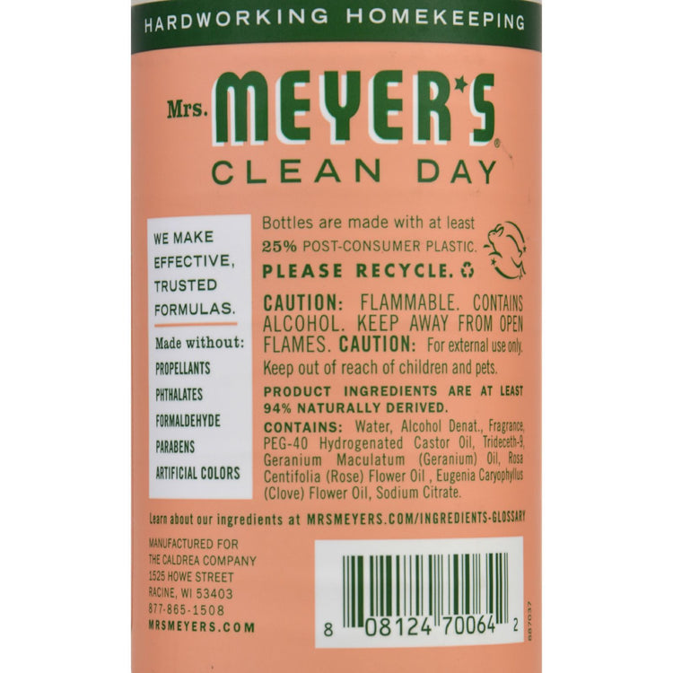 Mrs. Meyer's Clean Day - Room Freshener - Geranium - 8 oz