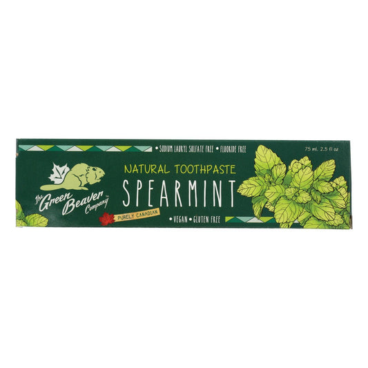 The Green Beaver Toothpaste - Spearmint Toothpaste - Case of 1 - 2.5 fl oz.