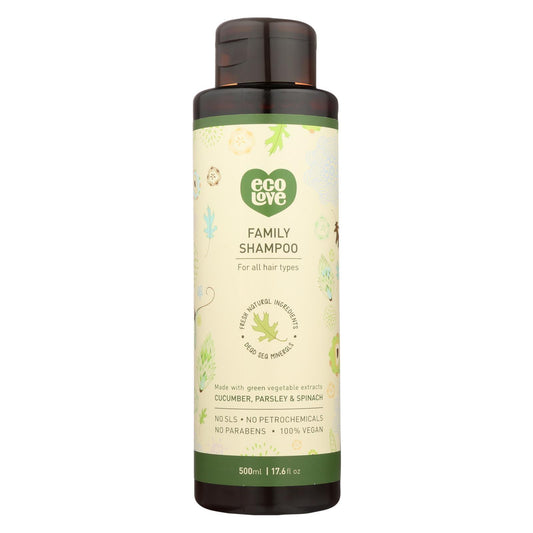 Ecolove Shampoo - Green Vegetables Family Shampoo For All Hair Types - Case of 1 - 17.6 fl oz.