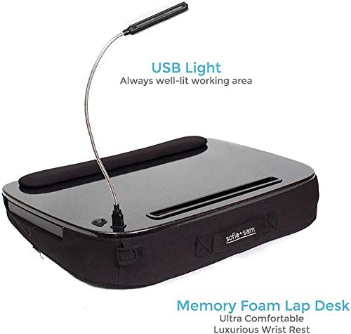 Multi Tasking Memory Foam Lap Desk with USB Light and Mouse Pad