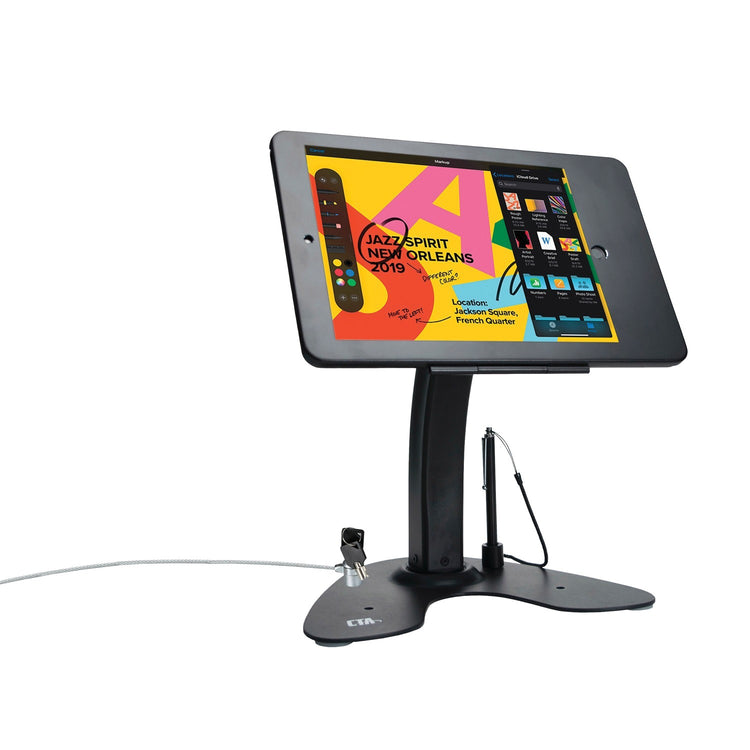 CTA Digital PAD-ASKB10 Dual Security Kiosk Stand with Locking Case and Cable for 10.2-Inch iPad (Black)