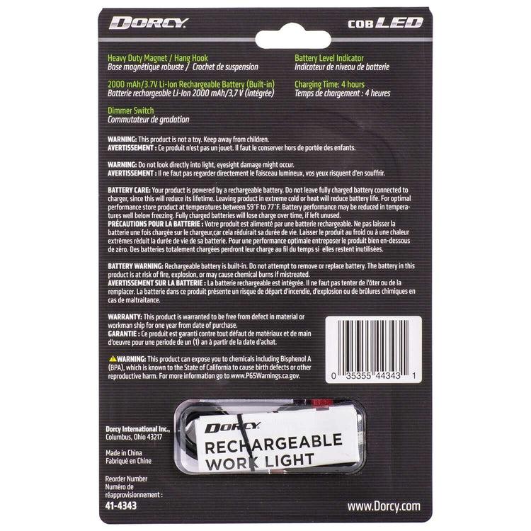 Dorcy 41-4343 450-Lumen Flex COB Rechargeable Work Light and LED Tip Inspection Flashlight