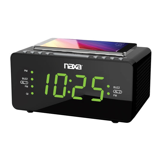 Dual Alarm Clock with Qi Wireless Charging Function
