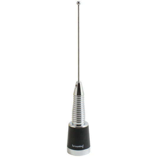 Browning BR-158-S 200-Watt Pretuned Wide-Band 144 MHz to 174 MHz 2.4-dBd-Gain VHF Silver Antenna with Spring and NMO Mounting